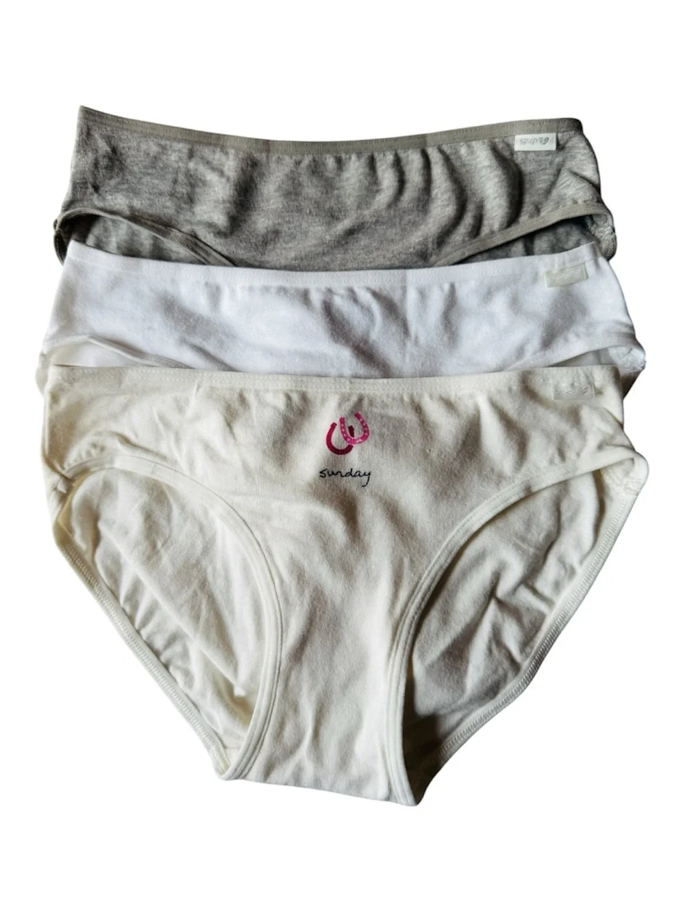 3-Pack kids Cotton Briefs - White, Cream, Gray